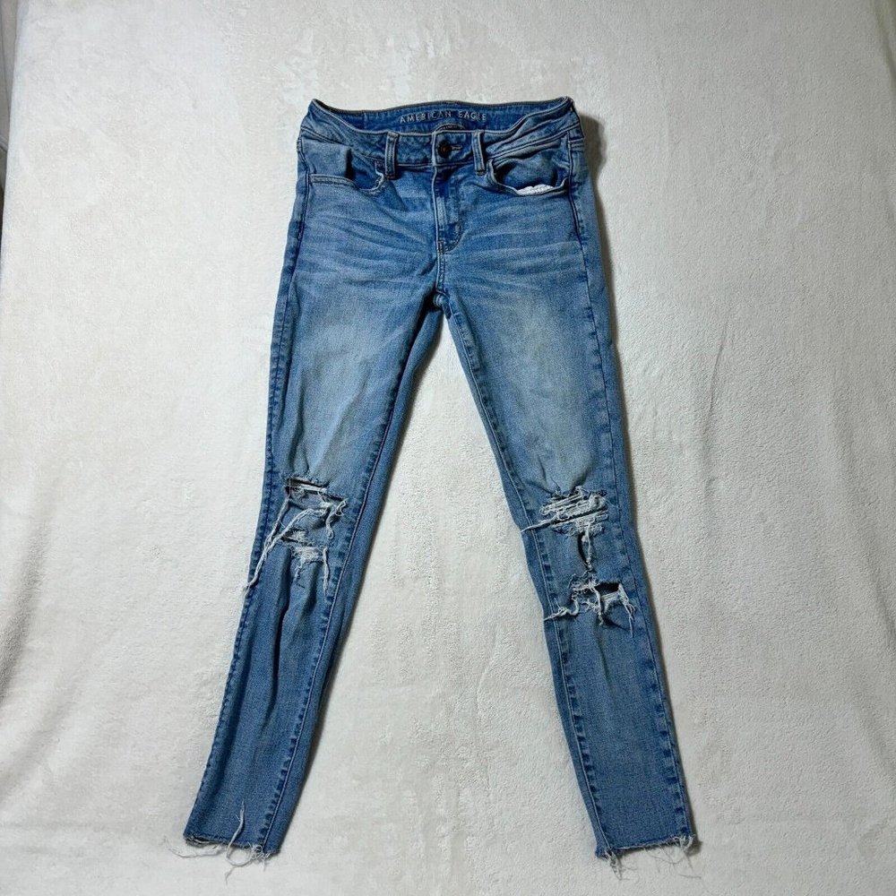 AMERICAN EAGLE OUTFITTERS Jeans Women's 6 Super Stretch Skinny Blue Distressed